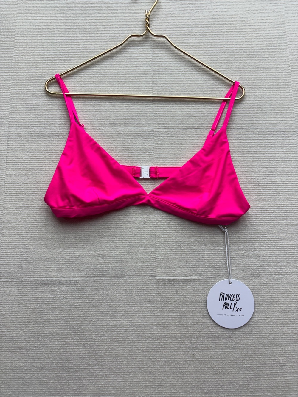 New Princess Polly Neon Pink Front Triangle bikini top 12 swim